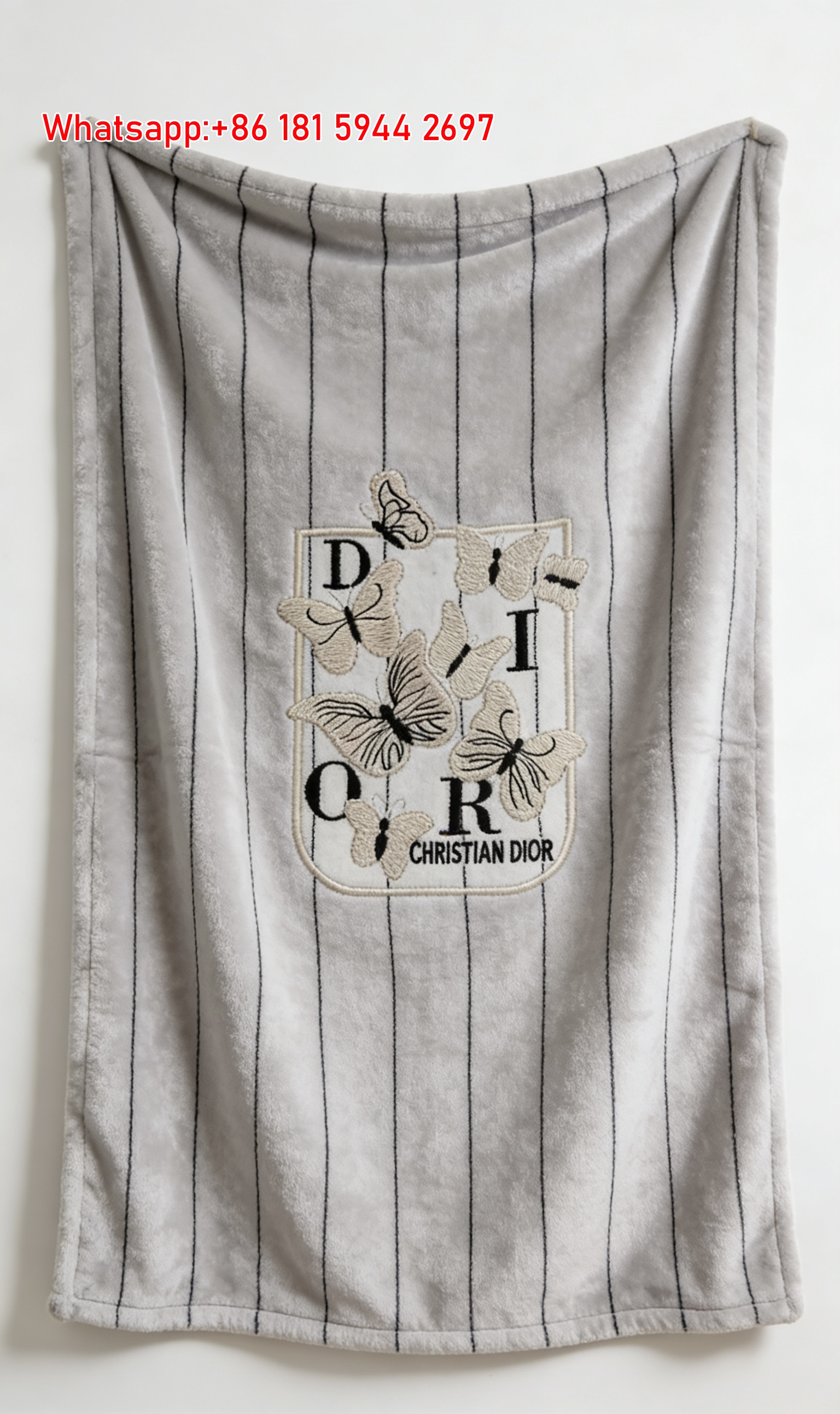 Christian Dior Butterfly Embroidery Flannel Sofa Throw Blanket D465